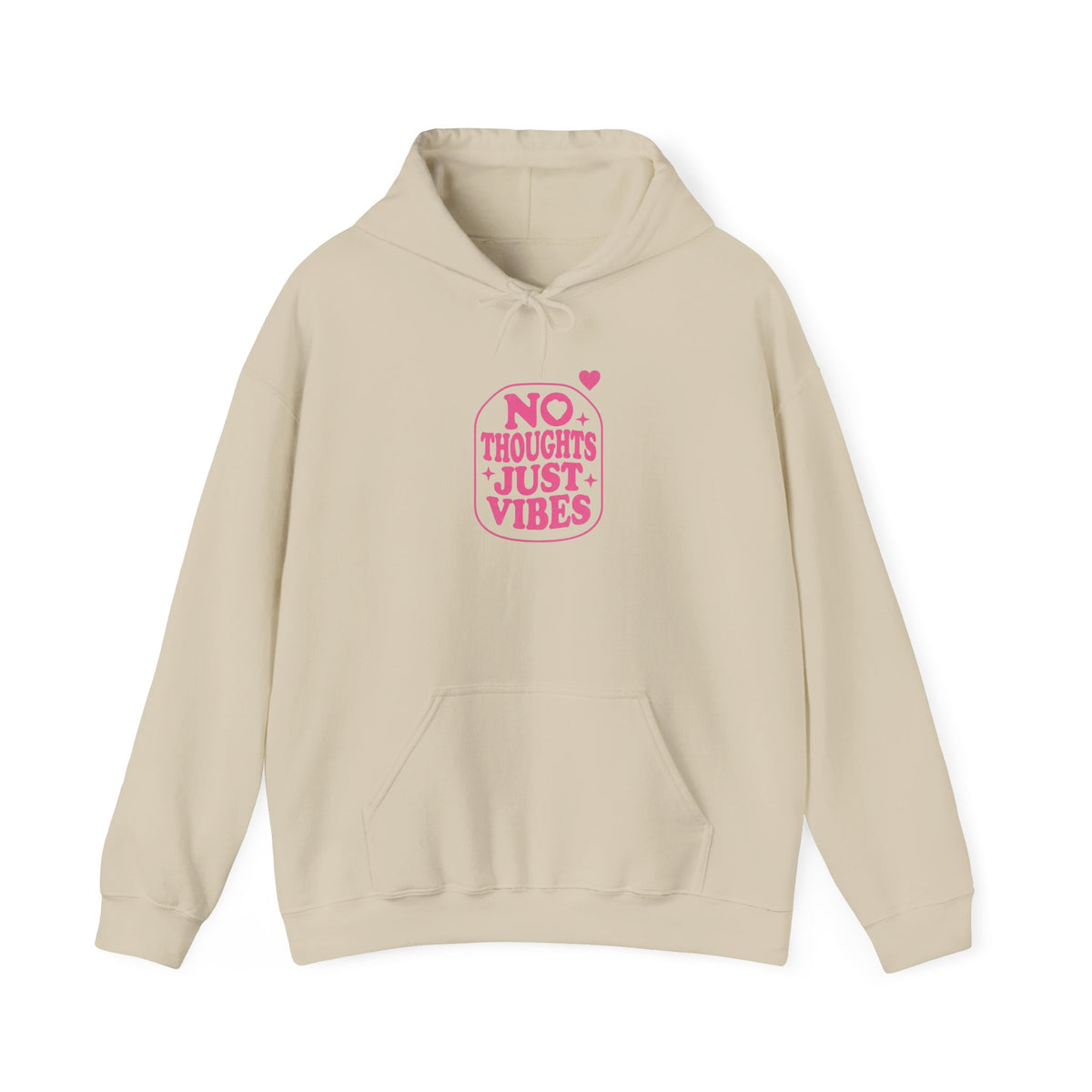 No Thoughts Just Vibes Hoodie | Retro Y2K Pink Slogan Pullover