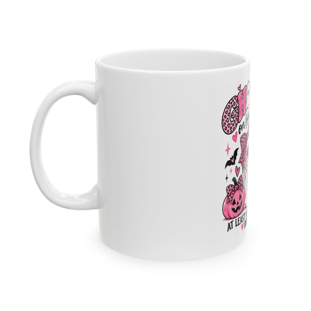 Halloween Ghost Mug - “Ghosted on Halloween? At Least My Costume Showed Up” Pink Cute Spooky Coffee Cup