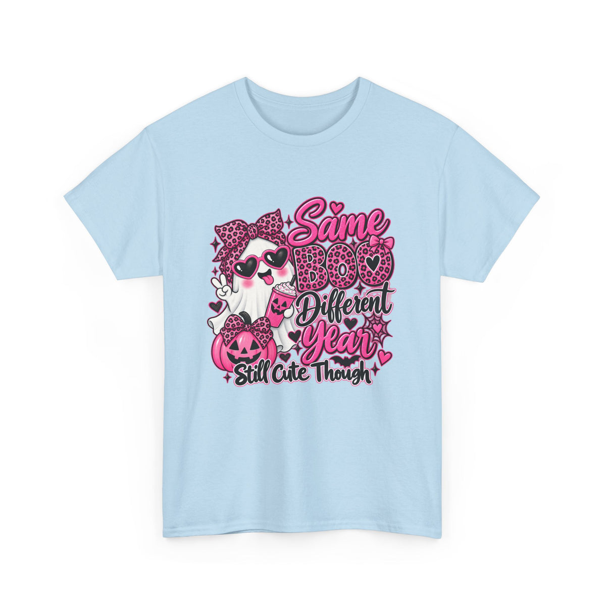 Graphic Tee — "Same Boo Different Year" Cute Halloween Cat Pumpkin Shirt
