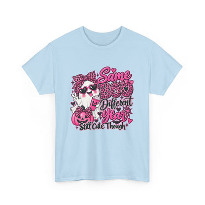 Graphic Tee — "Same Boo Different Year" Cute Halloween Cat Pumpkin Shirt