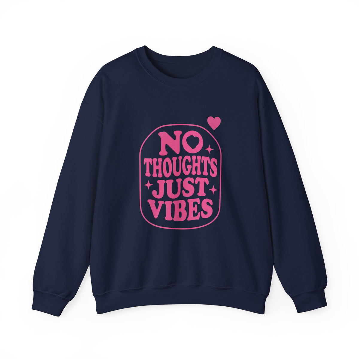 No Thoughts Just Vibes Sweatshirt | Retro Y2K Pink Crewneck