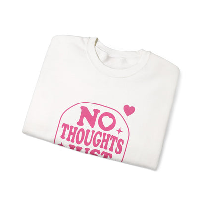 No Thoughts Just Vibes Sweatshirt | Retro Y2K Pink Crewneck