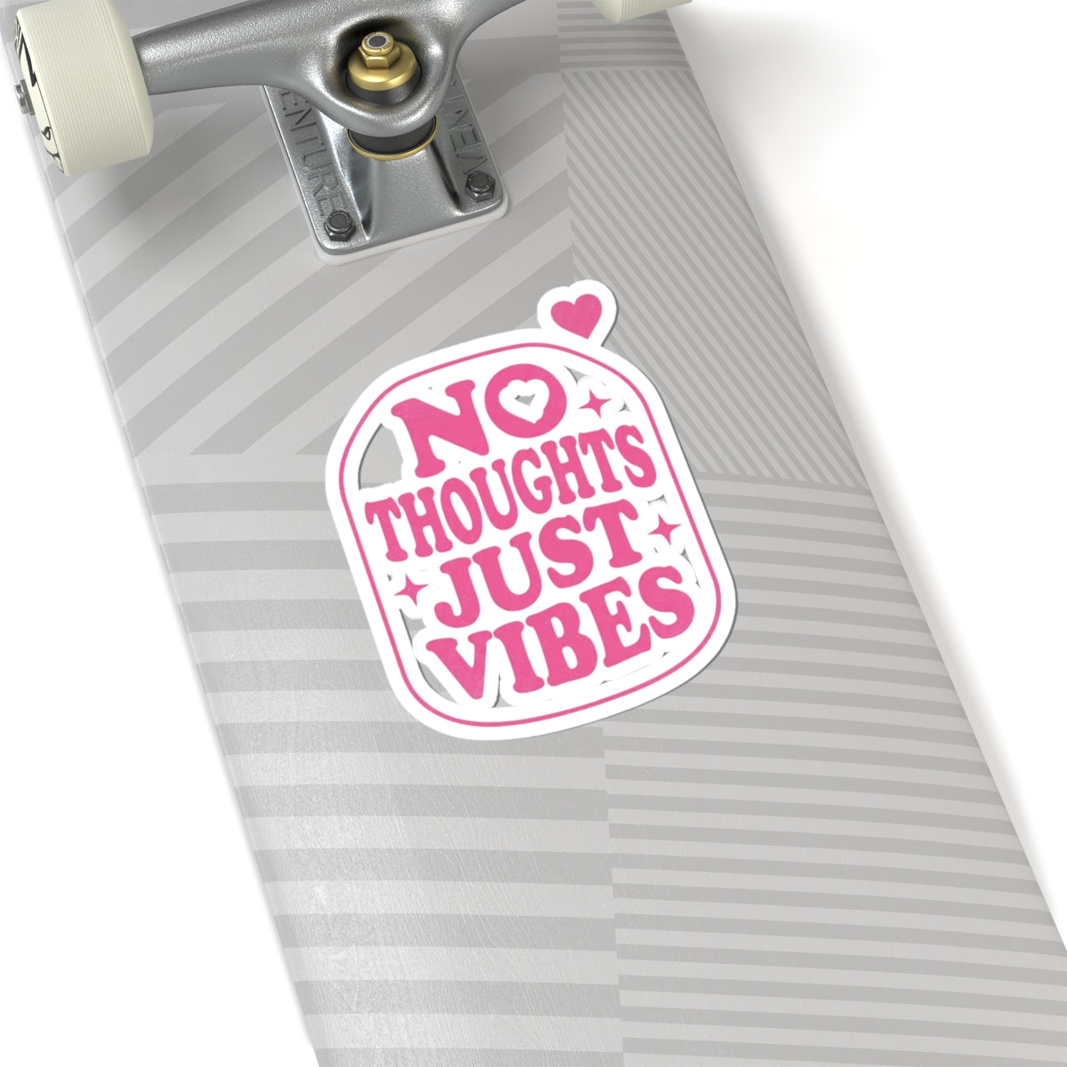 No Thoughts Just Vibes Sticker | Retro Y2K Pink Kiss-Cut Decal
