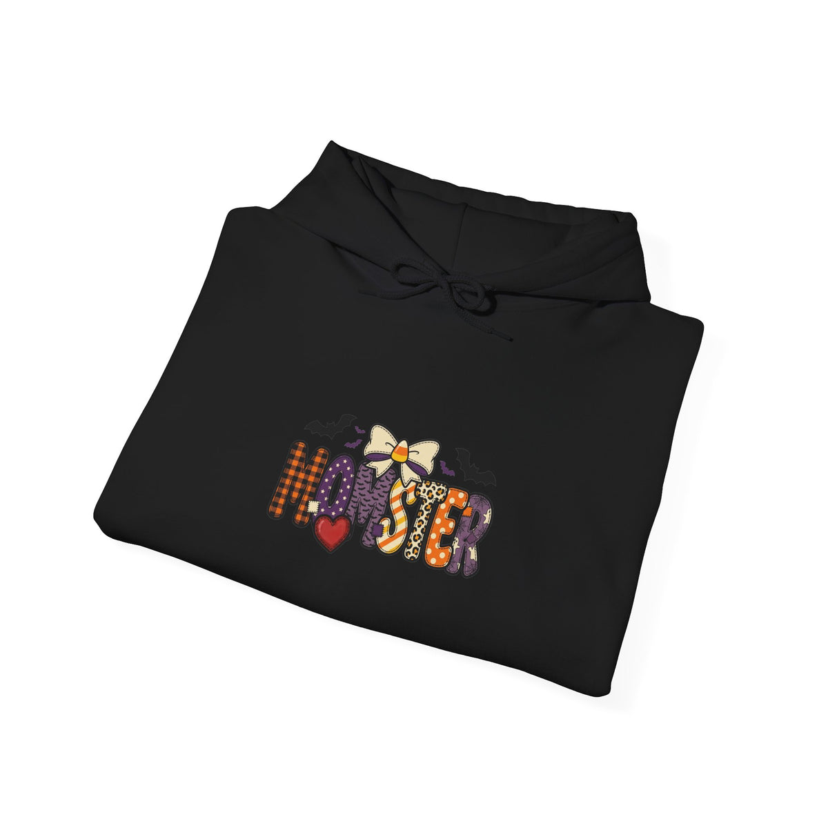 Momster Halloween Hoodie | Spooky Mom Pullover, Purple Orange Bat Graphic