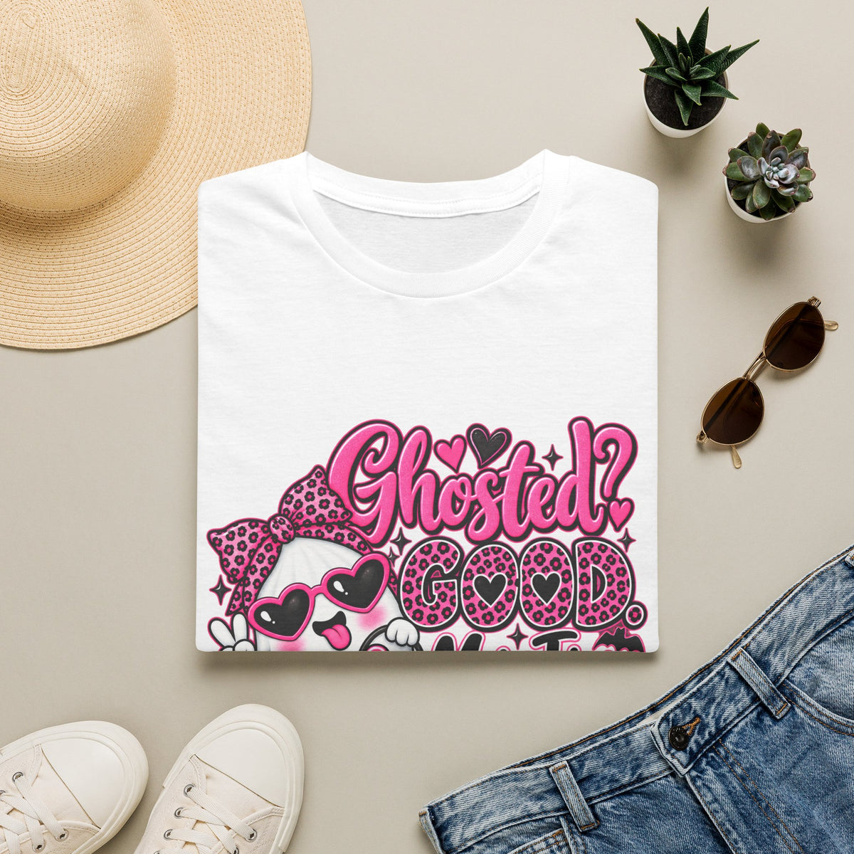 Ghosted? Good T-Shirt | Cute Pink Leopard Halloween Candy Design