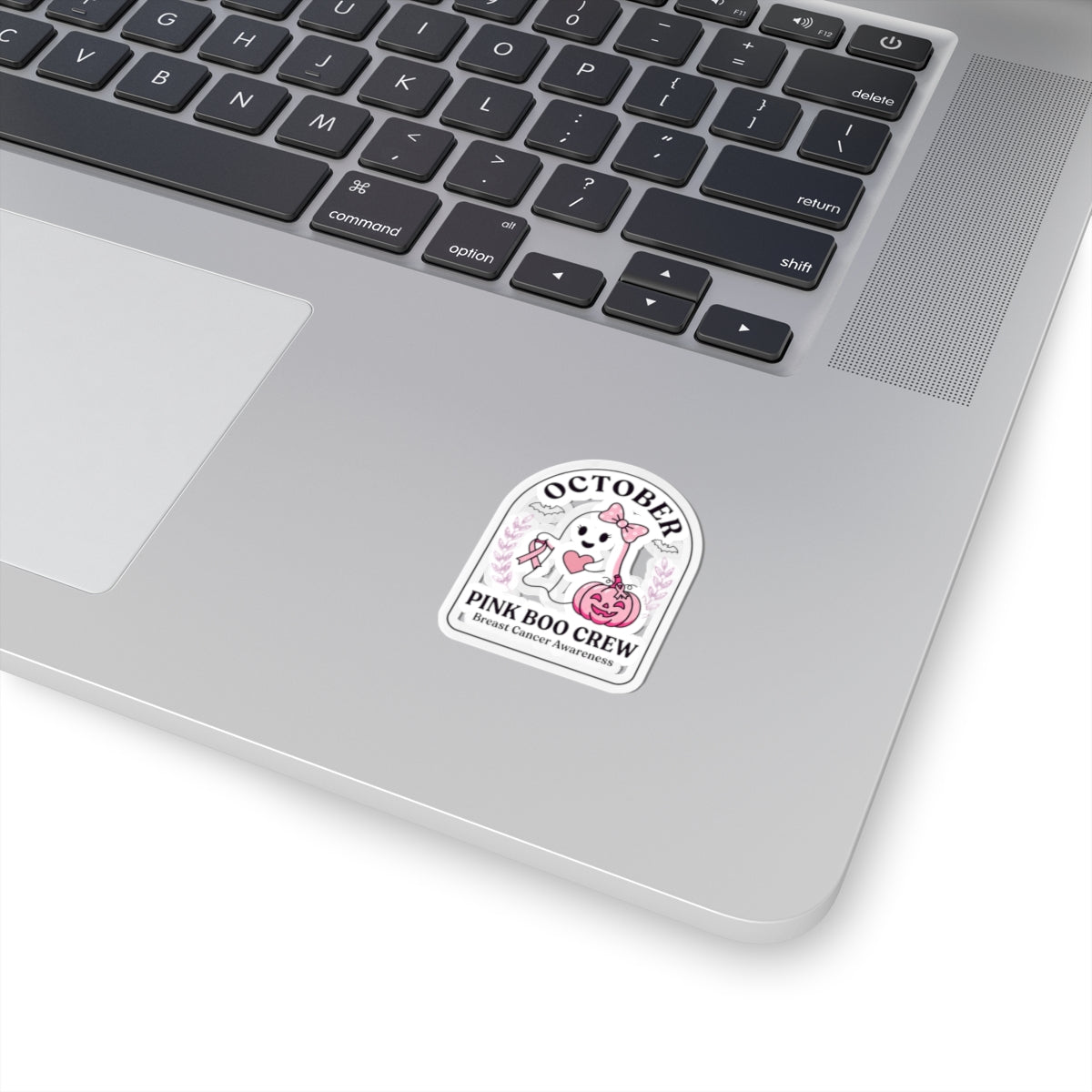 Pink Boo Crew Sticker | Breast Cancer Awareness Ghost Ribbon