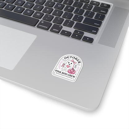 Pink Boo Crew Sticker | Breast Cancer Awareness Ghost Ribbon