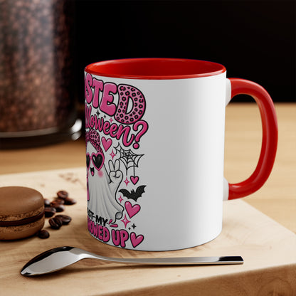 Halloween Ghost Mug — "Ghosted on Halloween" Cute Pink Costume Coffee Cup