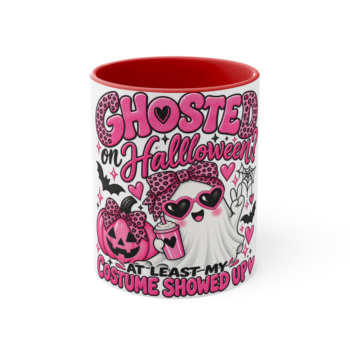 Halloween Ghost Mug — "Ghosted on Halloween" Cute Pink Costume Coffee Cup