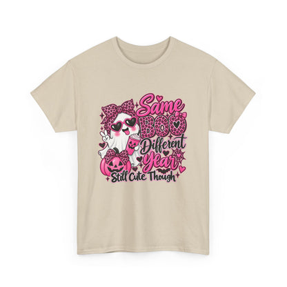 Graphic Tee — "Same Boo Different Year" Cute Halloween Cat Pumpkin Shirt