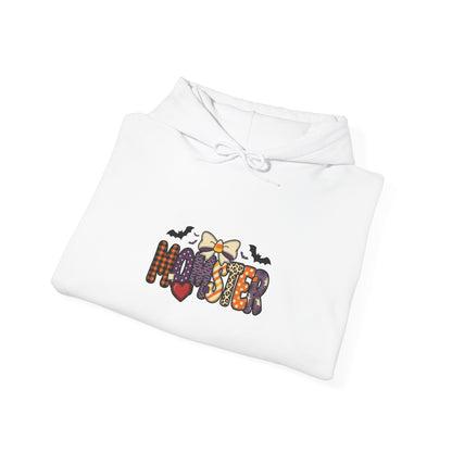 Momster Halloween Hoodie | Spooky Mom Pullover, Purple Orange Bat Graphic