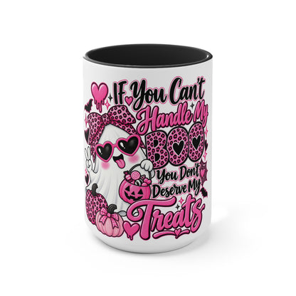 Halloween Pink Ghost Mug – "If You Can't Handle My Boo, You Don't Deserve My Treats" Accent Coffee Cup