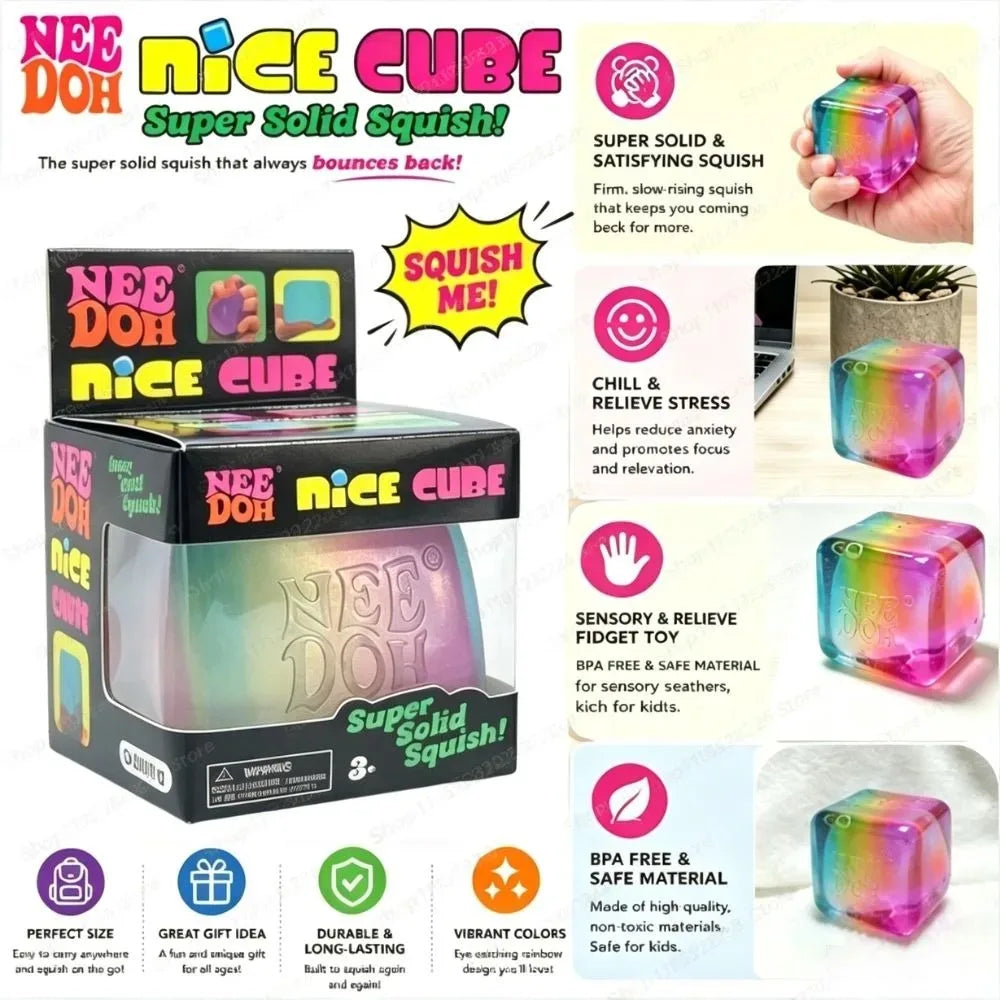 Rainbow Squishy Cube Fidget Toy