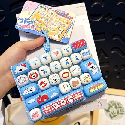 Cute Mini Keyboard Fidget Toy | Kawaii Clicky Key Toy | Cat & Bunny Desk Toy