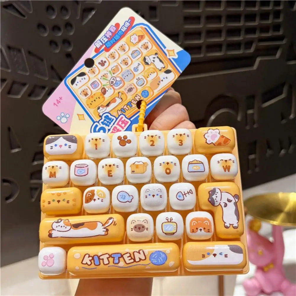 Cute Mini Keyboard Fidget Toy | Kawaii Clicky Key Toy | Cat & Bunny Desk Toy