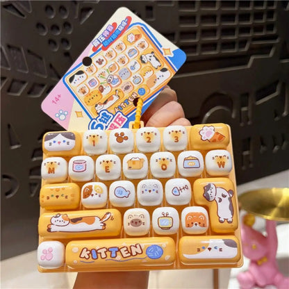 Cute Mini Keyboard Fidget Toy | Kawaii Clicky Key Toy | Cat & Bunny Desk Toy