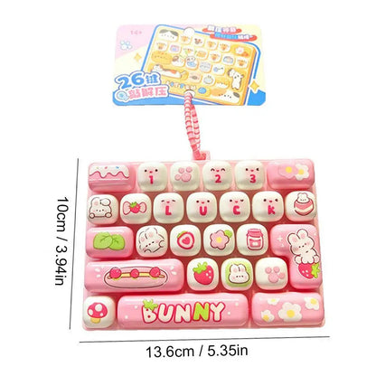 Cute Mini Keyboard Fidget Toy | Kawaii Clicky Key Toy | Cat & Bunny Desk Toy