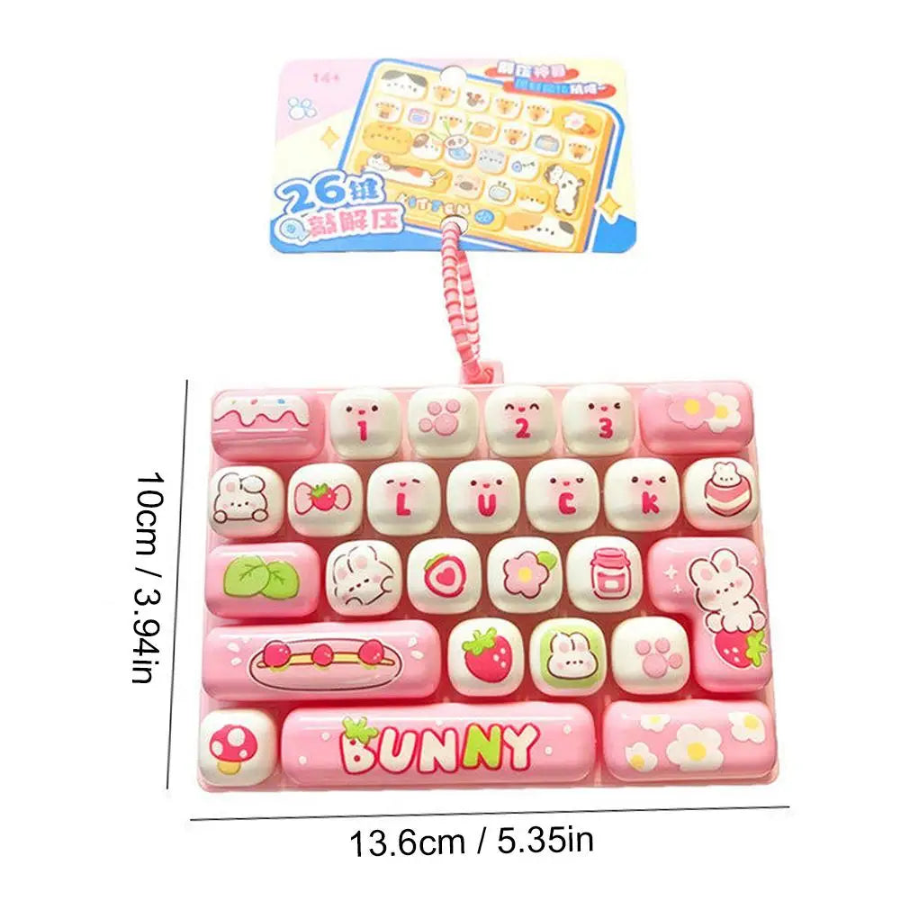 Cute Mini Keyboard Fidget Toy | Kawaii Clicky Key Toy | Cat & Bunny Desk Toy