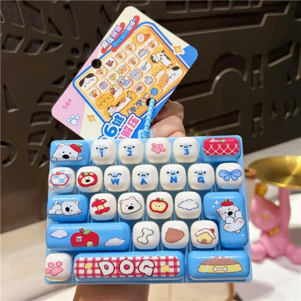 Cute Mini Keyboard Fidget Toy | Kawaii Clicky Key Toy | Cat & Bunny Desk Toy