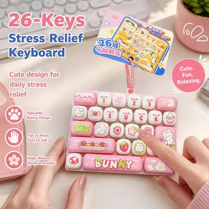 Cute Mini Keyboard Fidget Toy | Kawaii Clicky Key Toy | Cat & Bunny Desk Toy