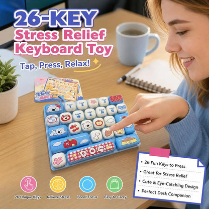 Cute Mini Keyboard Fidget Toy | Kawaii Clicky Key Toy | Cat & Bunny Desk Toy