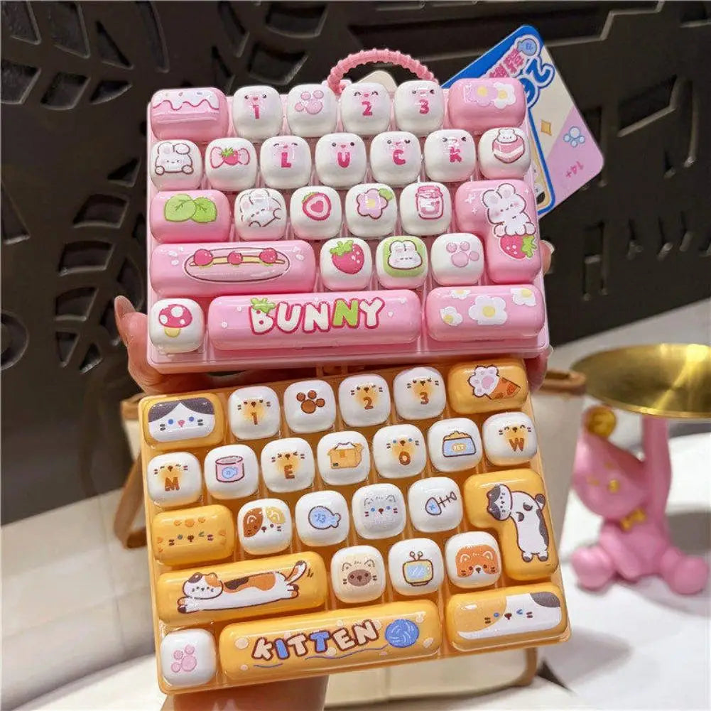 Cute Mini Keyboard Fidget Toy | Kawaii Clicky Key Toy | Cat & Bunny Desk Toy