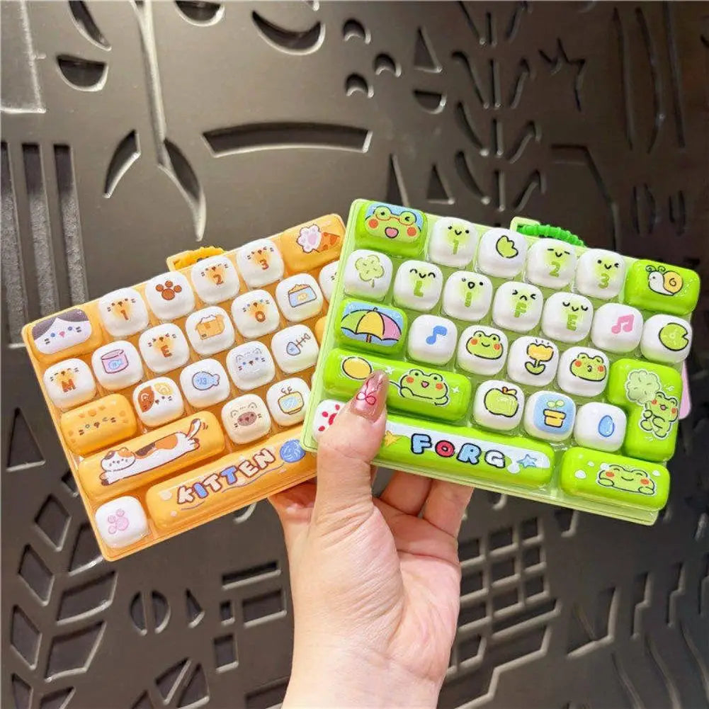 Cute Mini Keyboard Fidget Toy | Kawaii Clicky Key Toy | Cat & Bunny Desk Toy