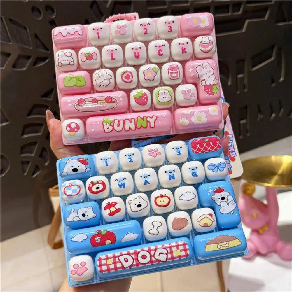Cute Mini Keyboard Fidget Toy | Kawaii Clicky Key Toy | Cat & Bunny Desk Toy