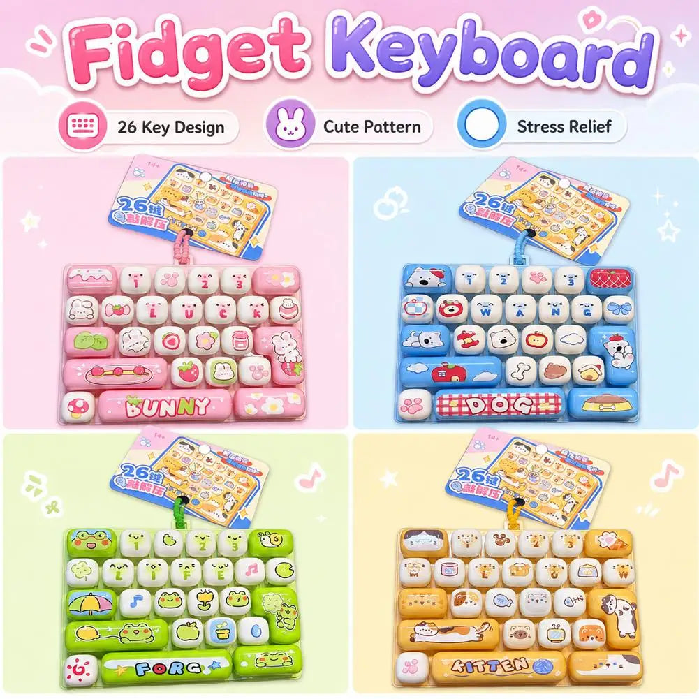 Cute Mini Keyboard Fidget Toy | Kawaii Clicky Key Toy | Cat & Bunny Desk Toy