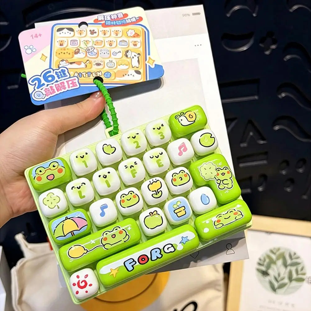 Cute Mini Keyboard Fidget Toy | Kawaii Clicky Key Toy | Cat & Bunny Desk Toy