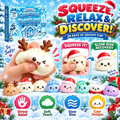 2026 Christmas Mystery Dumpling Squishy Advent Calendar – 24-Piece Sensory Fidget Surprise