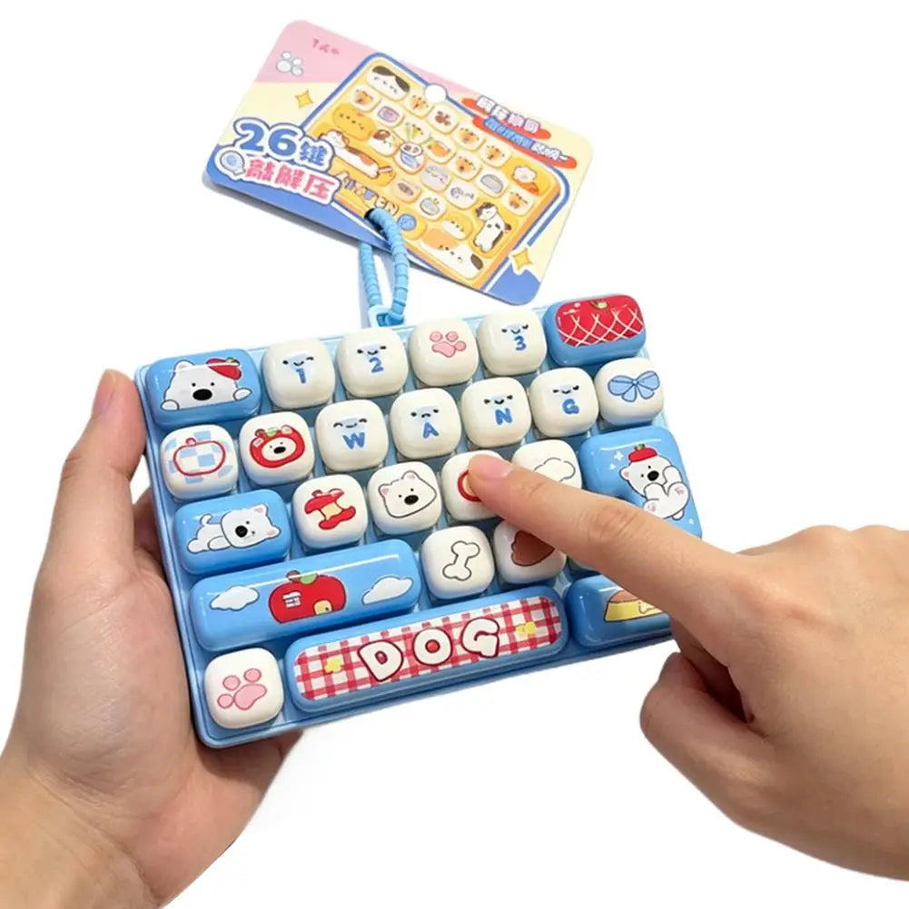 Cute Mini Keyboard Fidget Toy | Kawaii Clicky Key Toy | Cat & Bunny Desk Toy