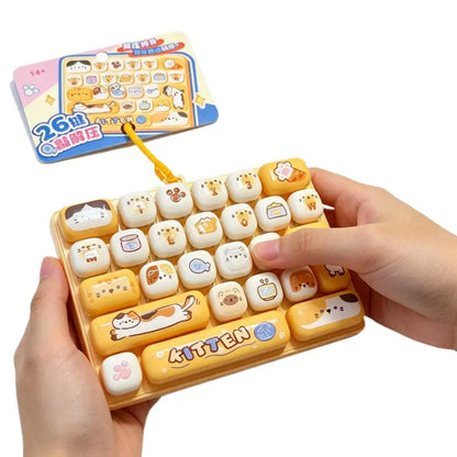 Cute Mini Keyboard Fidget Toy | Kawaii Clicky Key Toy | Cat & Bunny Desk Toy