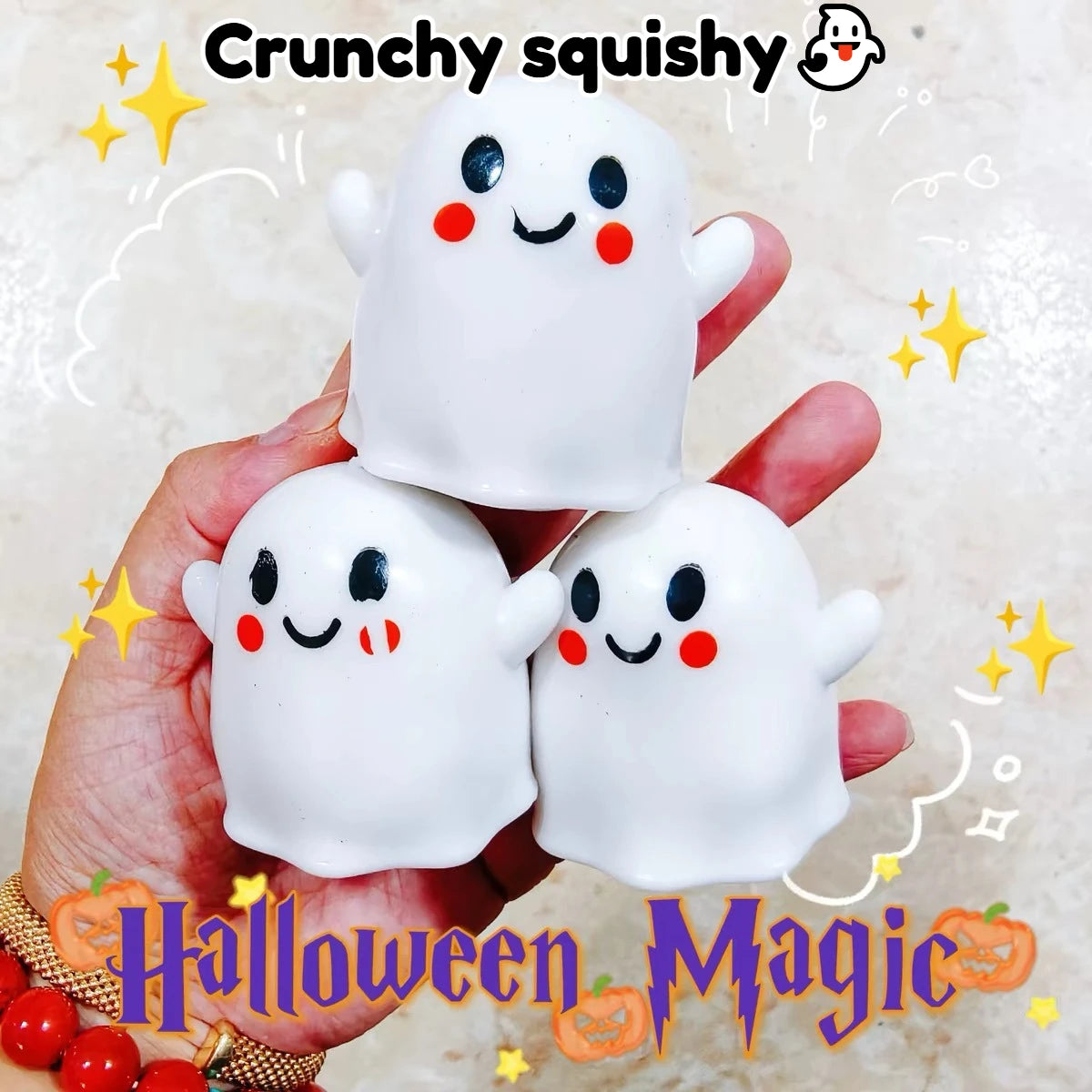 Cute Ghost Crunchy Squishy | Halloween Fidget Toy