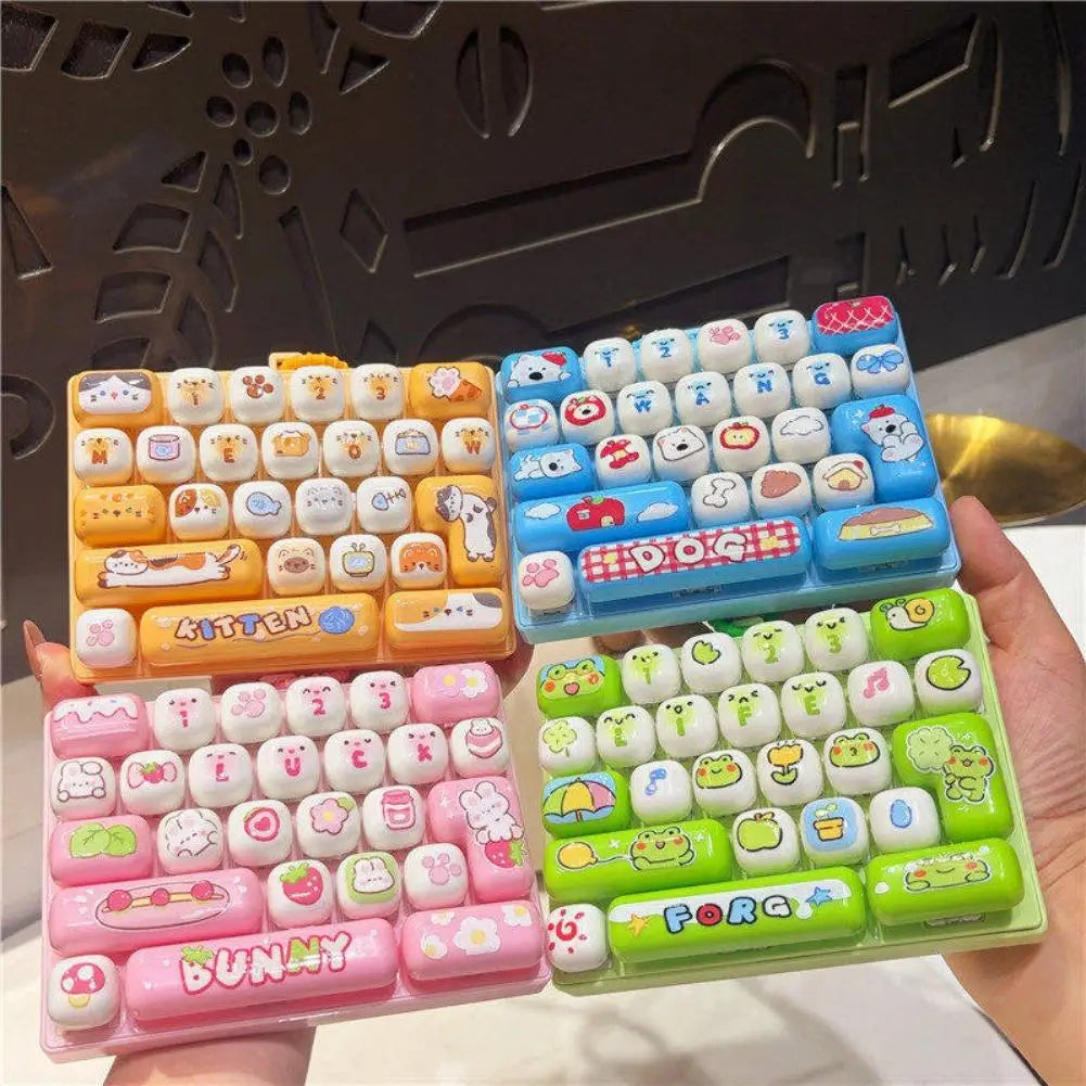 Cute Mini Keyboard Fidget Toy | Kawaii Clicky Key Toy | Cat & Bunny Desk Toy