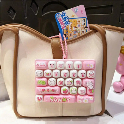 Cute Mini Keyboard Fidget Toy | Kawaii Clicky Key Toy | Cat & Bunny Desk Toy