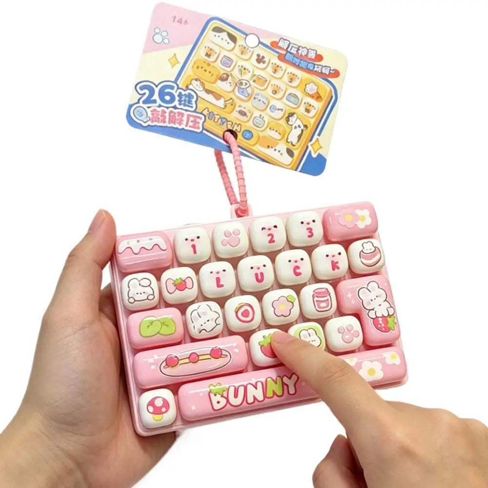 Cute Mini Keyboard Fidget Toy | Kawaii Clicky Key Toy | Cat & Bunny Desk Toy