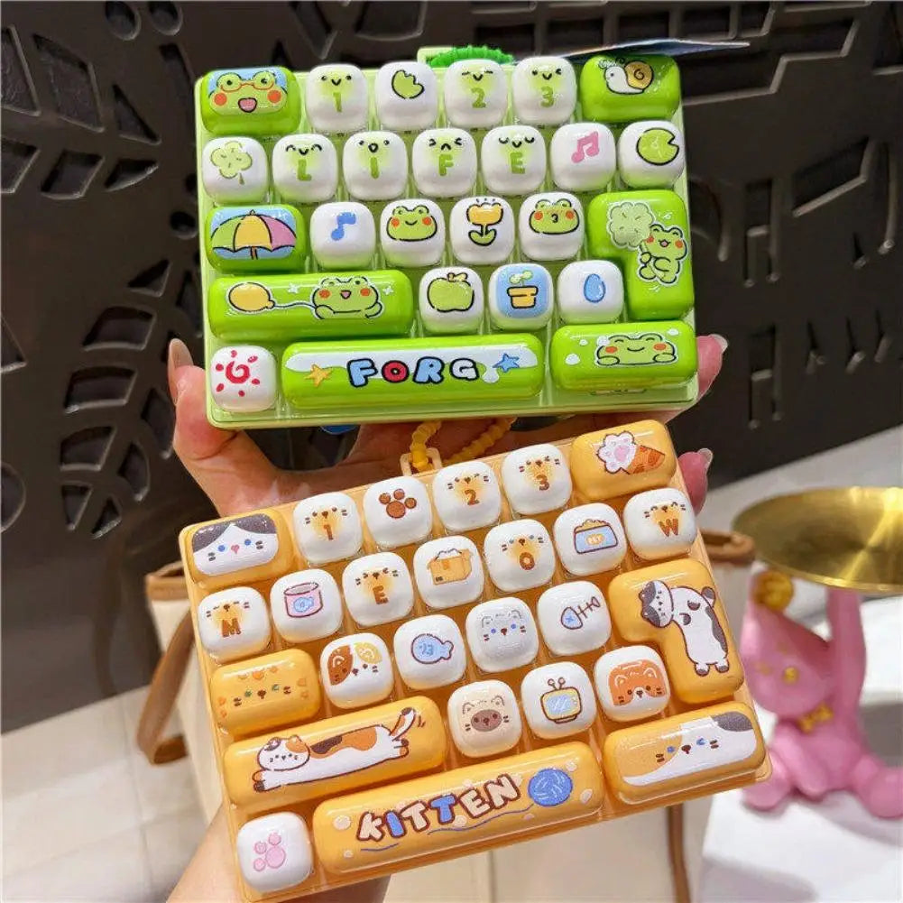 Cute Mini Keyboard Fidget Toy | Kawaii Clicky Key Toy | Cat & Bunny Desk Toy