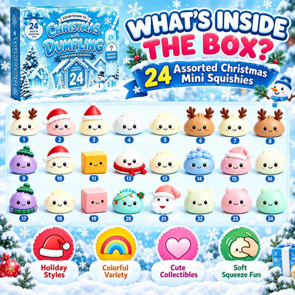 2026 Christmas Mystery Dumpling Squishy Advent Calendar – 24-Piece Sensory Fidget Surprise
