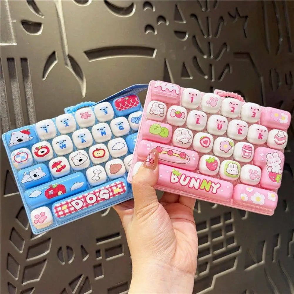 Cute Mini Keyboard Fidget Toy | Kawaii Clicky Key Toy | Cat & Bunny Desk Toy
