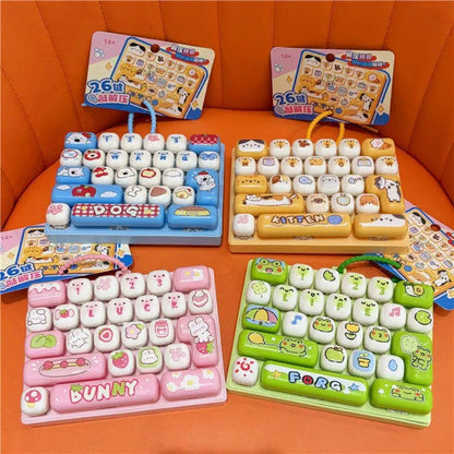 Cute Mini Keyboard Fidget Toy | Kawaii Clicky Key Toy | Cat & Bunny Desk Toy