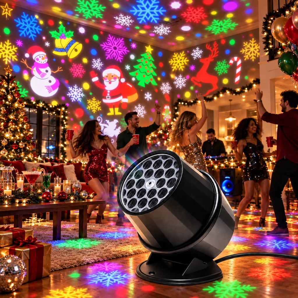Christmas Projector Lights, Colorful Holiday Pattern Projection Lamp, USB Powered Indoor Party Light for Home, Room and Christma